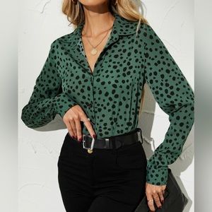 SHEIN Womens Dalmatian print blouse. Size 4